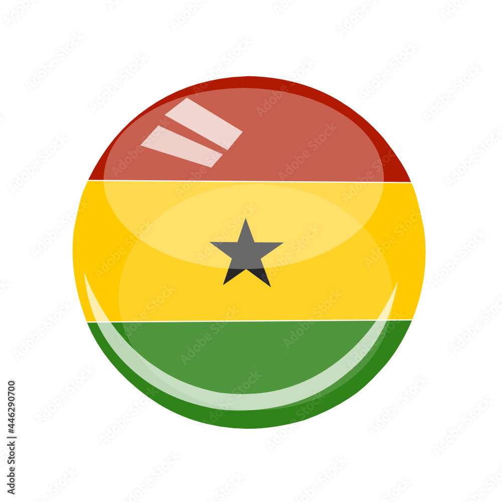 ghana country flag vector round and glossy ghana country flag vector round and glossy