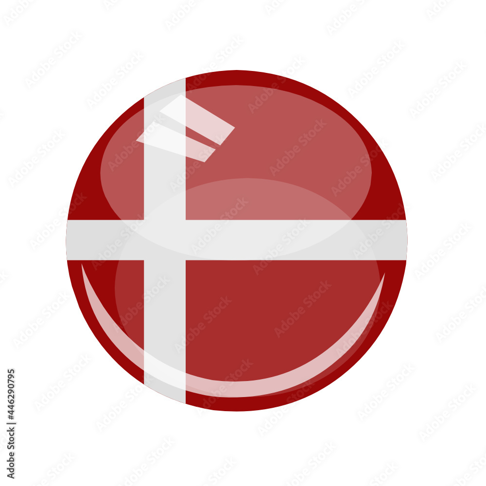 Danish country flag vector round and glossy Danish country flag vector round and glossy
