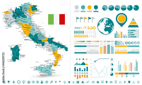 Italy Map and Infographics design elements