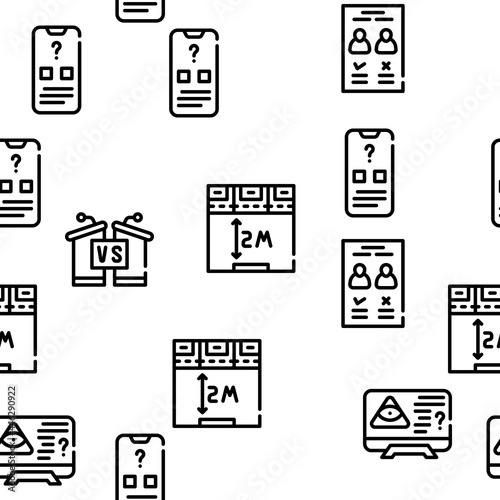Voting And Elections Vector Seamless Pattern Thin Line Illustration