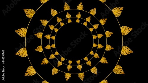 Thai pattern frame is flying through the dark scene. 4K background animation looping