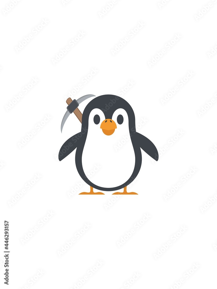 Penguin carrying a hoe Penguin carrying a hoe