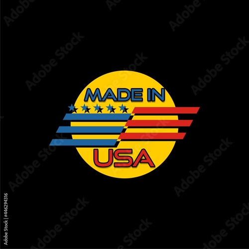 Made in USA round badge isolated on dark background photo