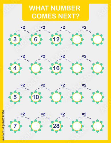 Math worksheet practice print page. What number comes next.