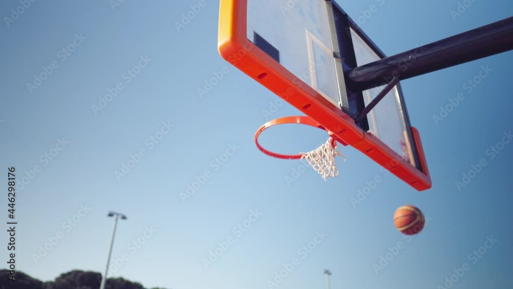 Closeup view of missed basketball shot in 4k slow motion 100fps. Closeup view of missed basketball shot in 4k slow motion 100fps.