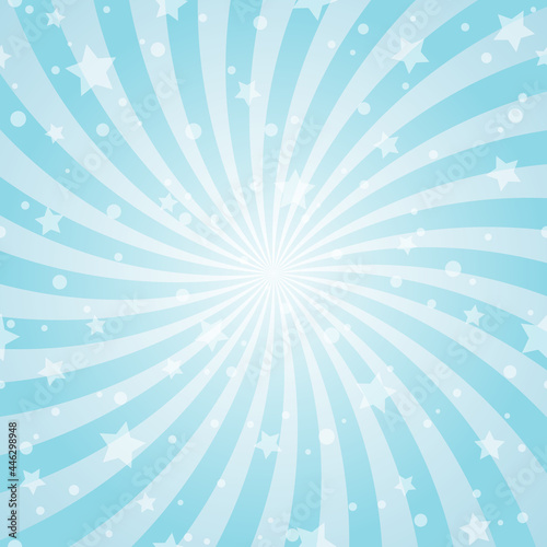 Sunlight abstract background. Powder blue color burst background with shining stars.