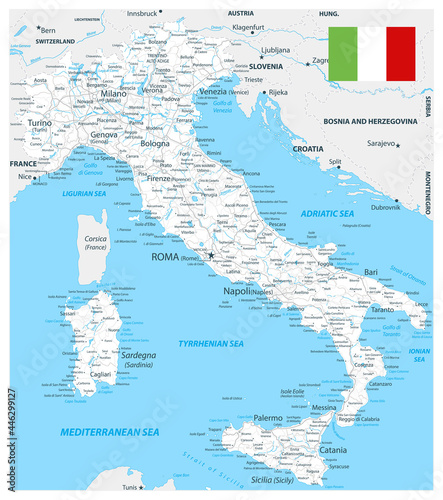 Italy Road Map White Color