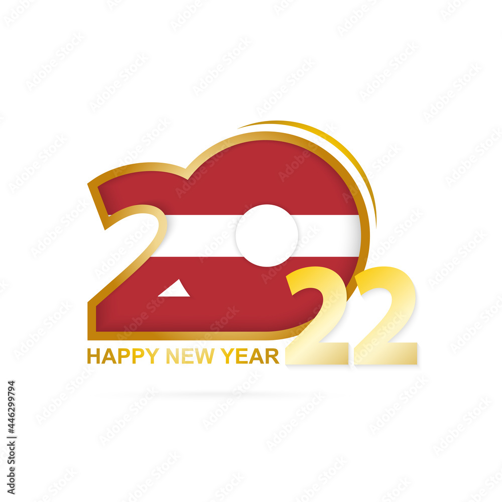 Year 2022 with Latvia Flag pattern. Happy New Year Design.