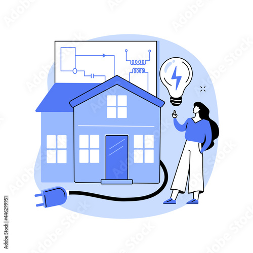 Residential electrical construction abstract concept vector illustration.