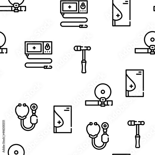 Medical Checkup Health Vector Seamless Pattern Thin Line Illustration