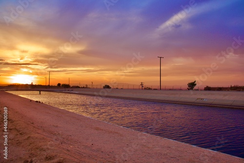 California Aqueduct During a Beautiful Sunset Taken in the Antelope Valley