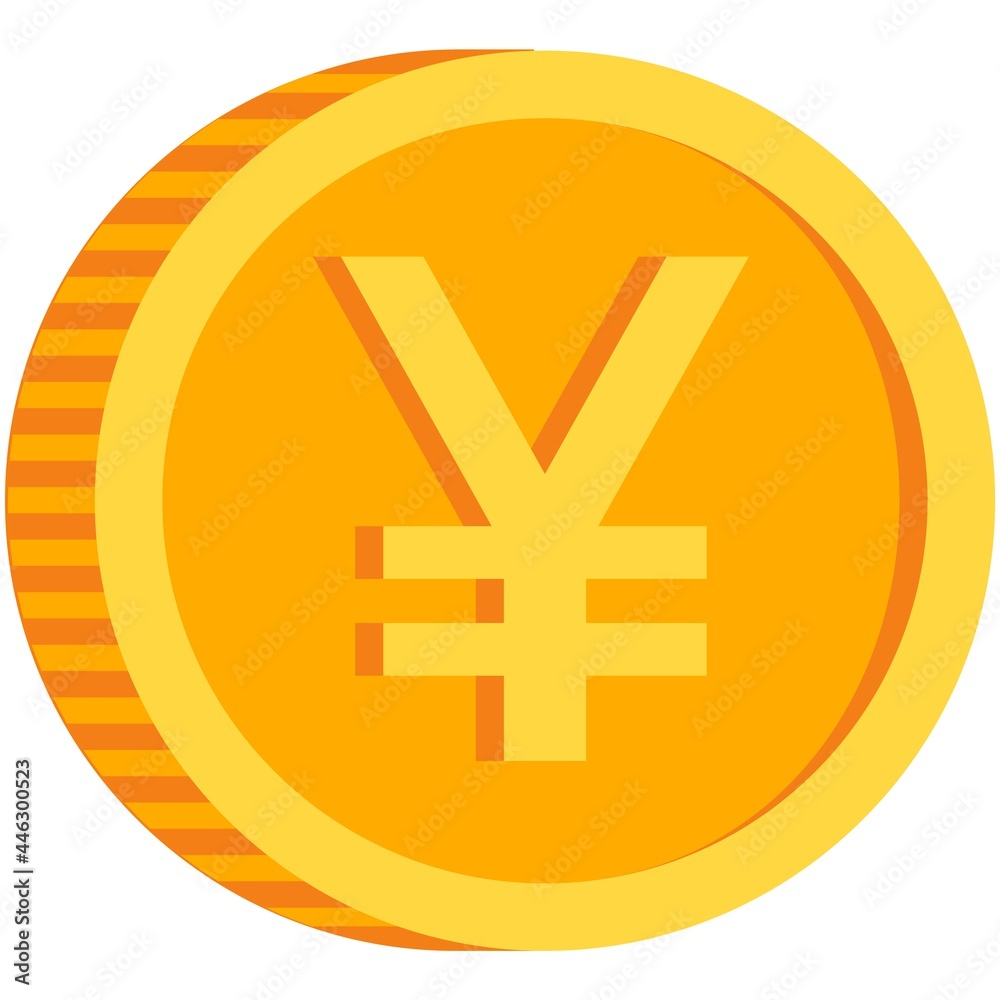 Chinese yuan coin icon, japanese yen vector isolated symbol Chinese yuan coin icon, japanese yen vector isolated symbol