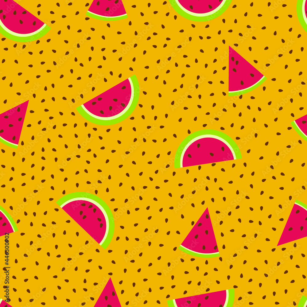 watermelon vector tile used for linear patterns with mustard and seeded background. watermelon vector tile used for linear patterns with mustard and seeded background.
