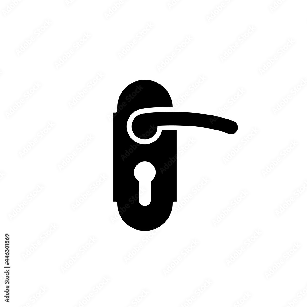 Doorknob with keyhole simple black icon for hotel on white Doorknob with keyhole simple black icon for hotel on white