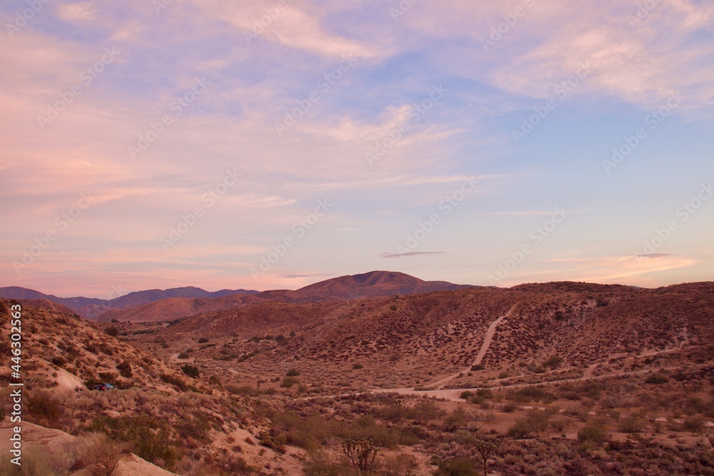 Beautiful California Desert Landscape Taken During The Evening Golden Hour