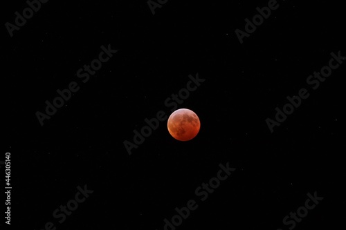 Full blood moon on cloudless night