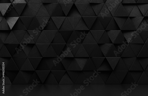 Photography Black triangular abstract background, Grunge surface, 3d Rendering