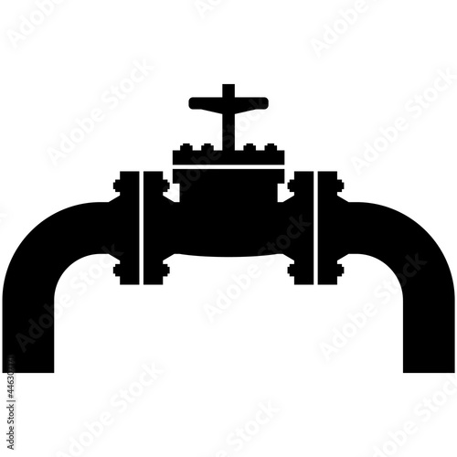 Pipe valve, oil pipeline with tap icon vector on white