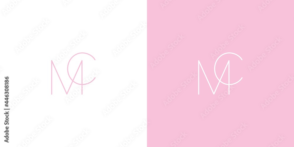 Minimalist and luxurious initial MC lettering logo