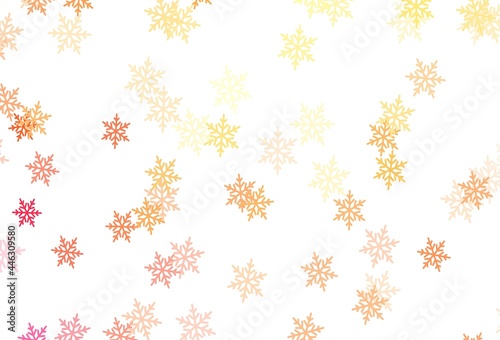 Wallpaper Mural Light Orange vector background with xmas snowflakes, stars. Torontodigital.ca