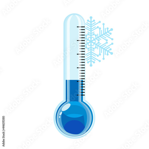 Thermometer with snowflakes. Cold weather. Vector illustration
