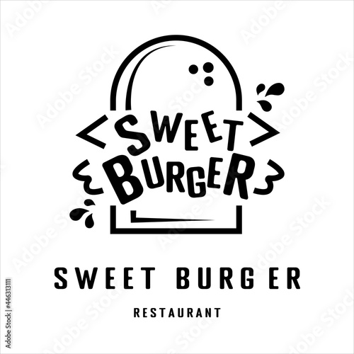 Burger logo with letter sweet burger design. Vector illustration
