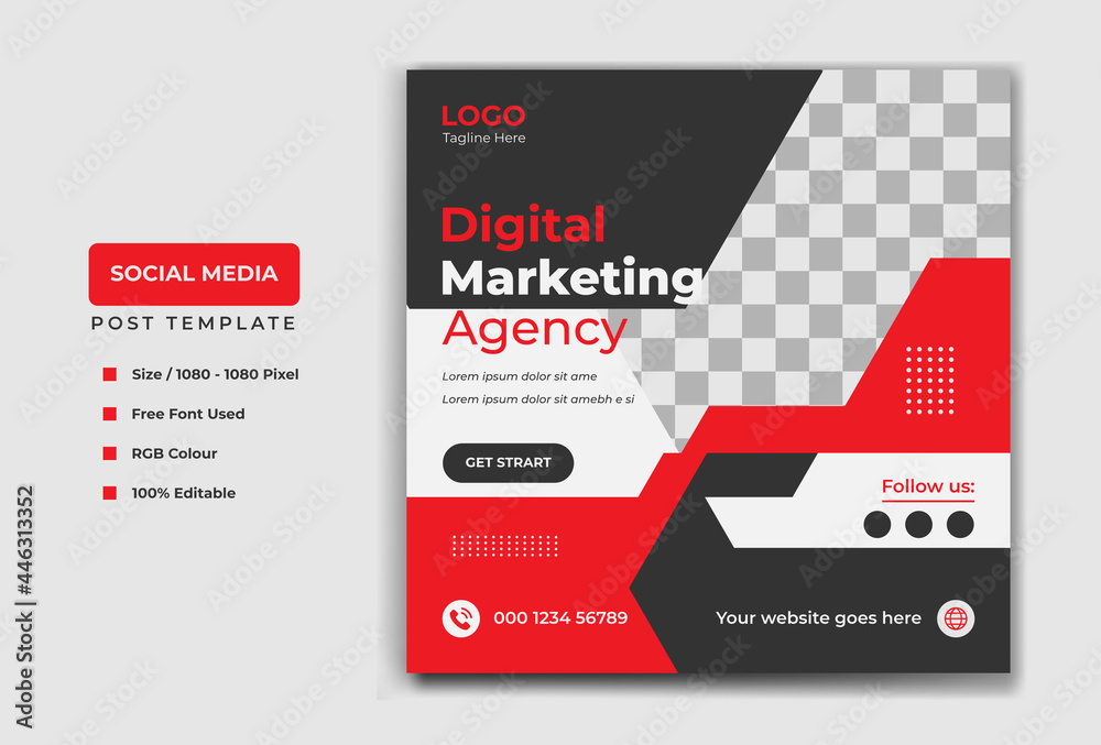 Digital Modern Social media post template banner design. Digital marketing vector template design.