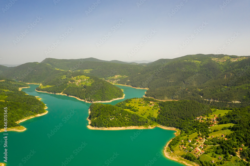 Zaovine lake view from Tara mountain in Serbia