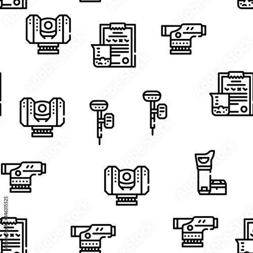 Geodesy Equipment Vector Seamless Pattern Thin Line Illustration