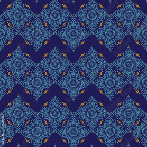 Santorini medallion diamond tiles vector seamless chevron pattern