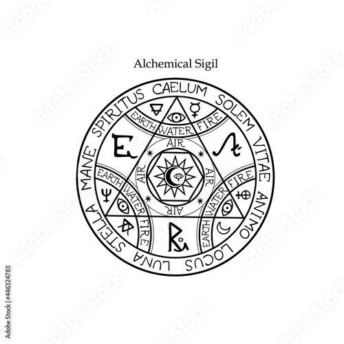 magical alchemical seal with patterns and alchemical symbols