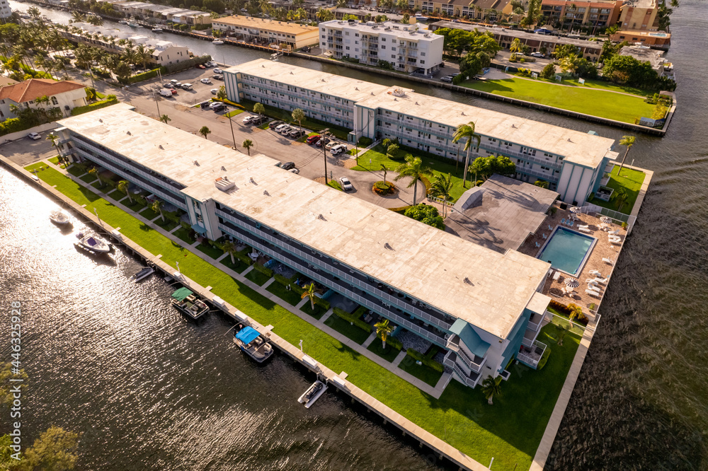 Aerial photo residential condos Miami FL