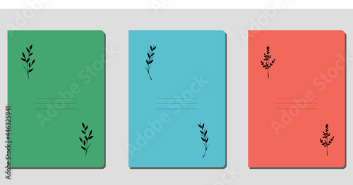 illustration of a set of banners with flowers for exercises books 