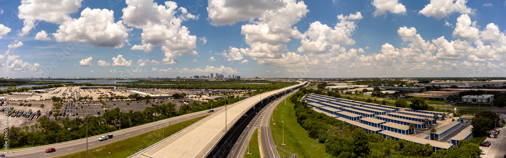 Obraz premium Aerial photo Selmon Expressway Tampa FL with elevated HOV Road