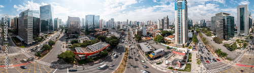 Vista aérea da Vila Olímpia, bem acima do cruzamento da Av. Juscelino Kubistchek com a Av. Faria Lima, São Paulo, Brasil. photo