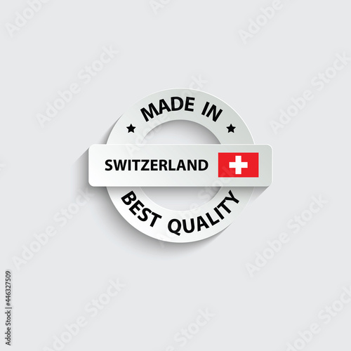 made in Swiss vector stamp. badge with Swiss flag	