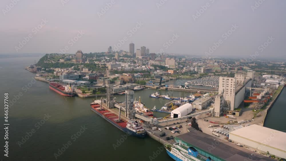 Quebec City port in Canada with boats, Canada Quebec City port in Canada with boats, Canada