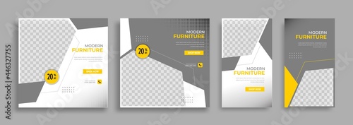 Furniture Editable minimal square banner template with geometric shapes for social media post, story and web internet ads. Vector illustration