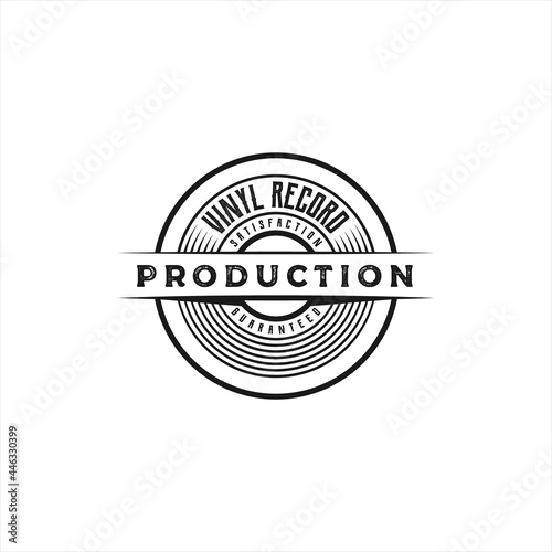 vintage retro emblem, stamp, label, sticker, and, badge vinyl record logo