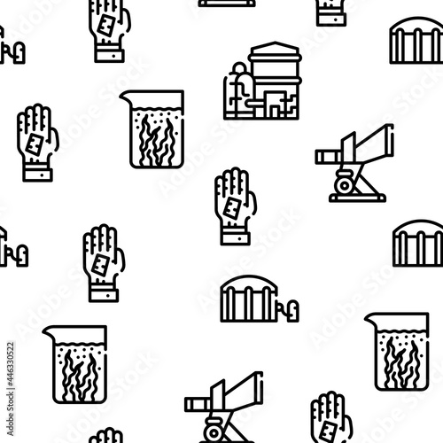 Biofuel Green Energy Vector Seamless Pattern Thin Line Illustration