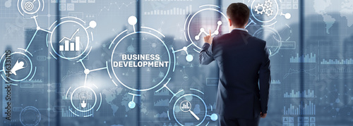 Business Development Planning. Inscription on 3D the virtual screen