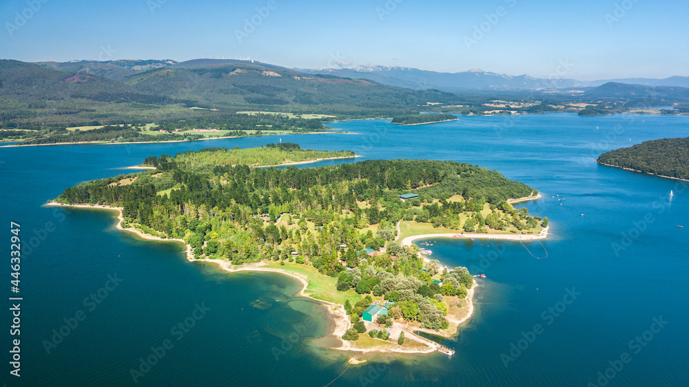 aerial view of ullibarri gamboa lake, Spain