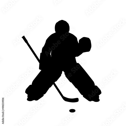 Silhouette boy ice hockey player Goaltender. Symbol sport