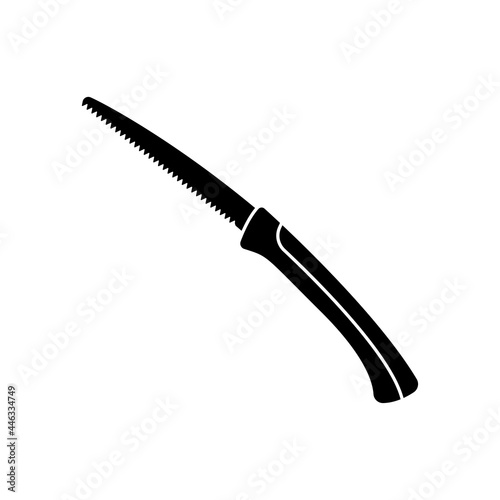 Garden folding saw icon. Black silhouette. Side view. Vector simple flat graphic illustration. The isolated object on a white background. Isolate.