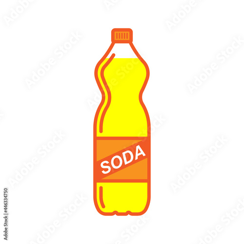 Soda bottle icon. Colored linear contour silhouette. Side view. Vector simple flat graphic illustration. The isolated object on a white background. Isolate.