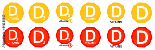 Vitamin D and D3, set isolated symbols, vector illustration
