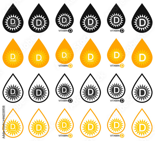 Vitamin D and D3, set isolated symbols, vector illustration