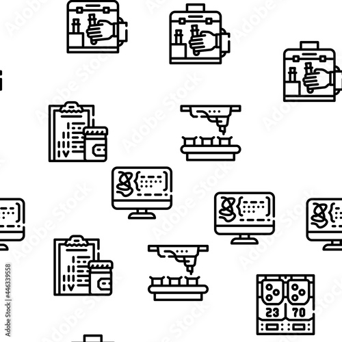 Vaccine Production Vector Seamless Pattern Thin Line Illustration