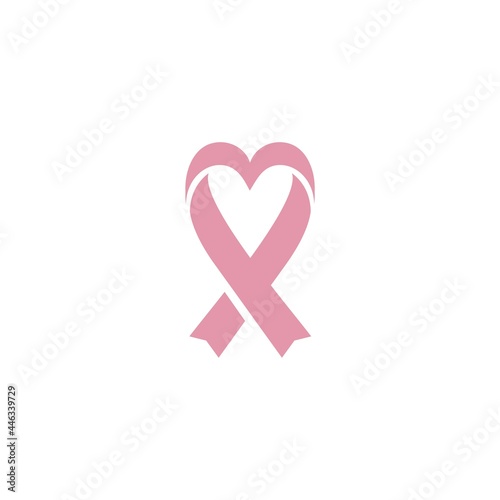 Cancer Awareness, Ribbon with Heart logo design