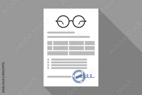 Glasses prescription, concept of optical correction and visual health